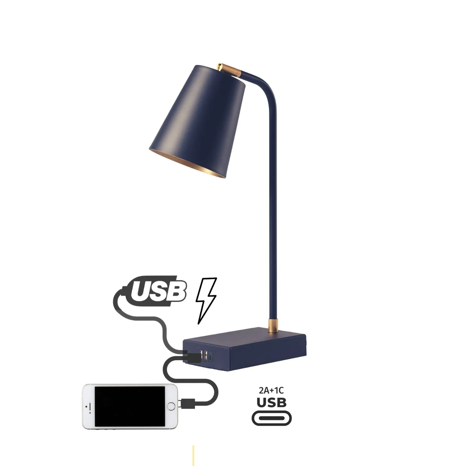 TUTTO USB | 3 portas 17W | 1C   2A | Dimmer, Articulada e Lâmpada