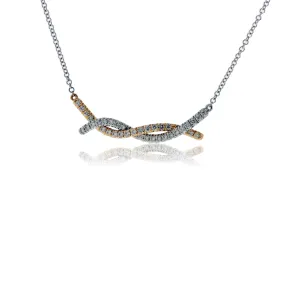 Two Tone Twisted Diamond Bar Necklace