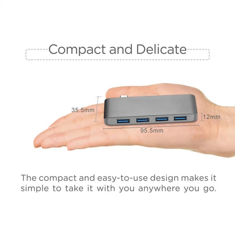 Type-C Hub Multi-Port Hub 4 USB3.0 Docking Station Apple Computer MacBook Split Line Conversion