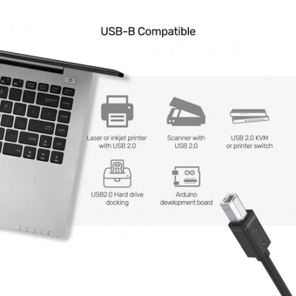 Unitek Y-C4001GBK USB Cable A-B 2m