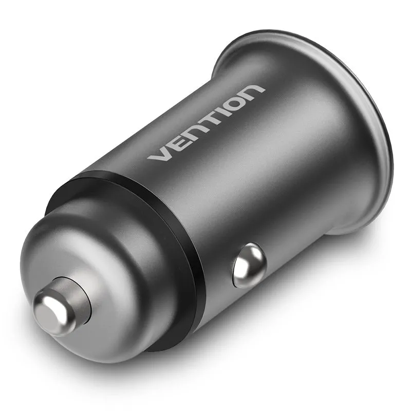 Vention USB A / Type-C Car Charger Quick Charge 3.0 Aluminum Alloy Dual Mini Style QC 3.0 for Mobile Phones, Tablets, Speakers (CC-63-H)