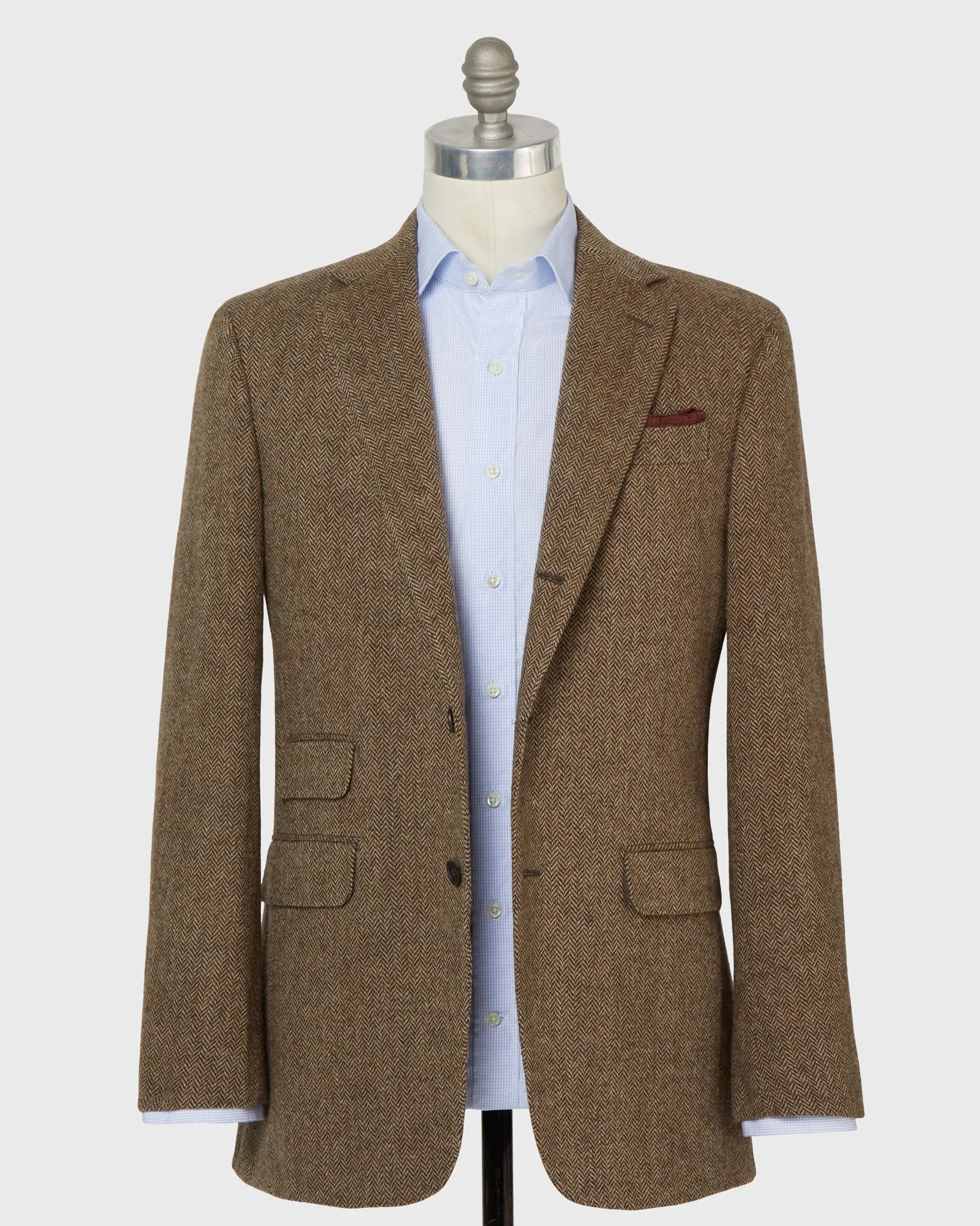 Virgil No. 2 Jacket in Brown/Oat Herringbone Tweed