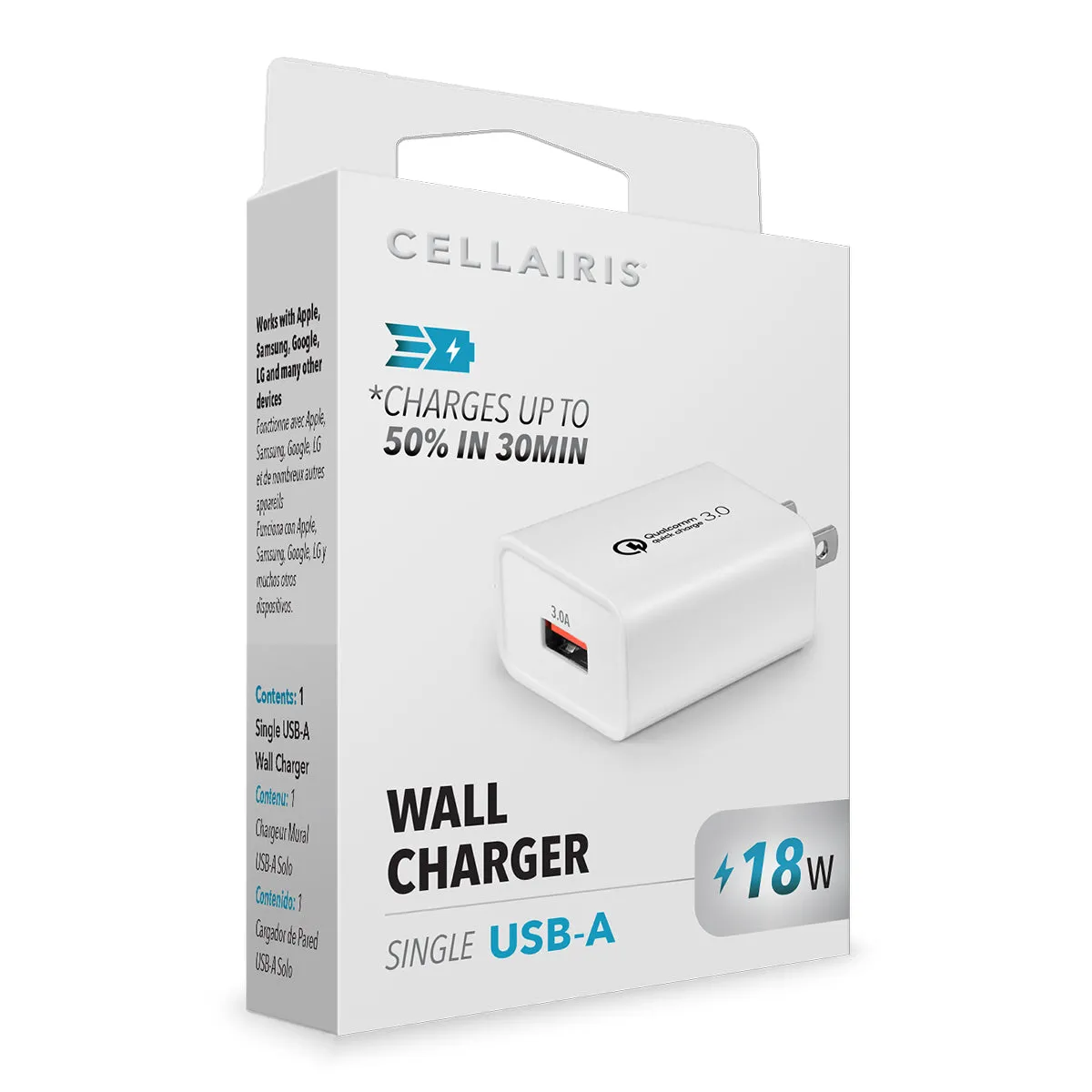 Wall Charger - Single USB-A 3A White Wall Chargers