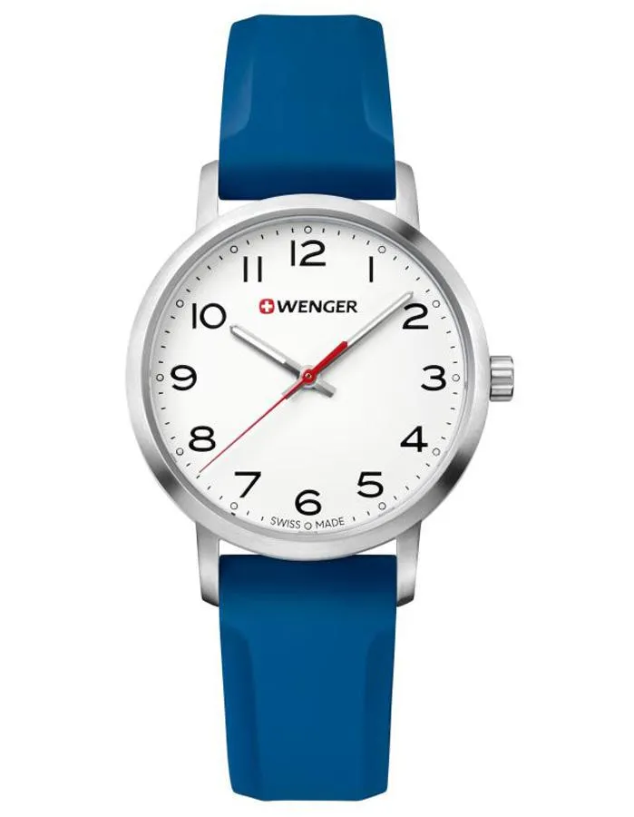 Wenger Womens Avenue Watch - White Dial - Blue Silicone Strap - Stainless - 100m