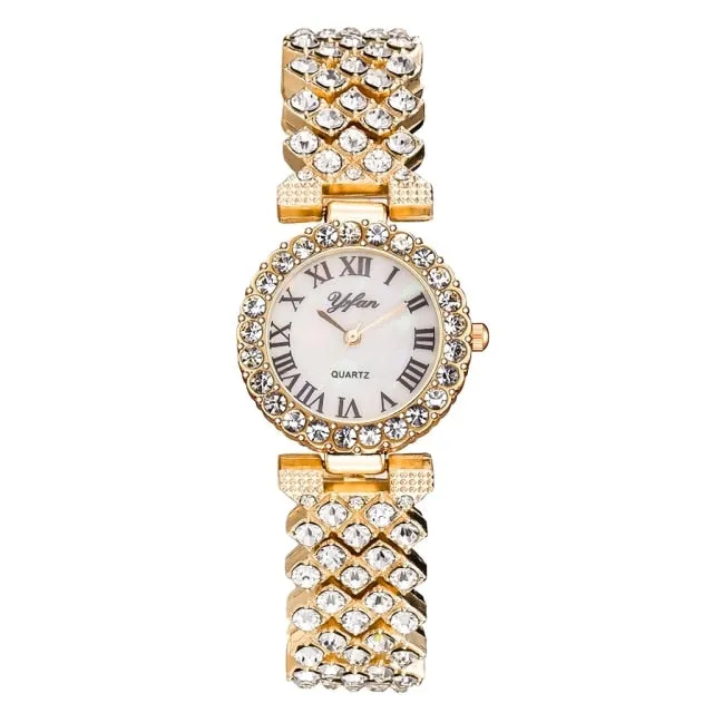 Woman's 2 Piece Luxury Fashion Watch and Bracelet Set