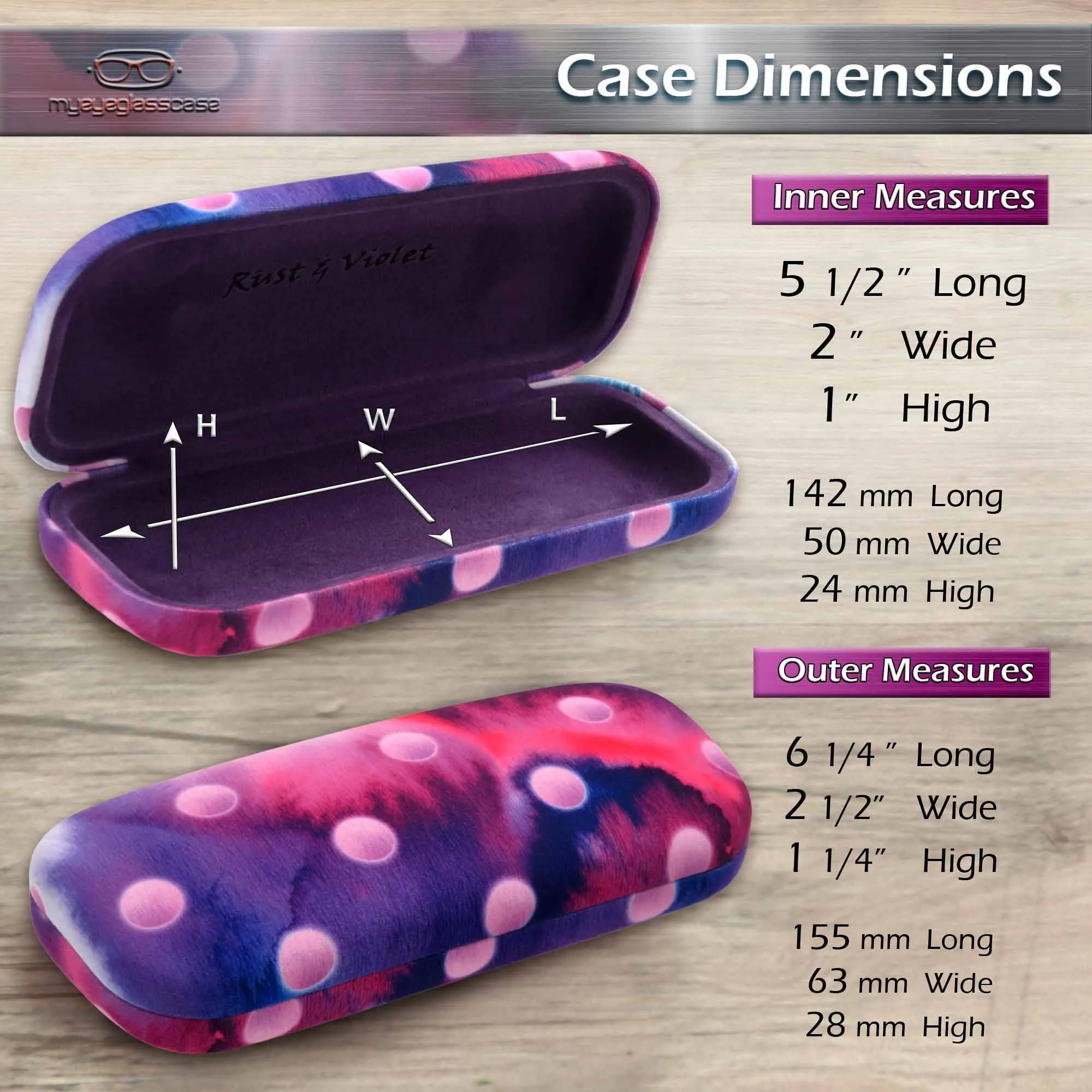 Women hard eyeglass case - Glasses Holder Case w/Pouch & Cloth Medium size Frame (AS126 Polka Dot Purple)