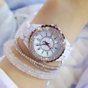 Women's Rhinestone Ceramic Band Wrist Watch