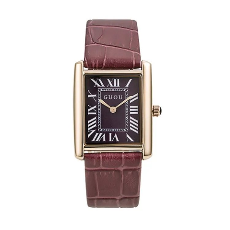 Women's Watch Retro Rectangular Quartz dial leather strap elegant watch