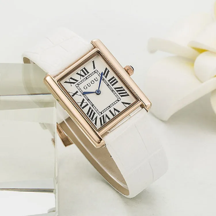 Women's Watch Retro Rectangular Quartz dial leather strap elegant watch