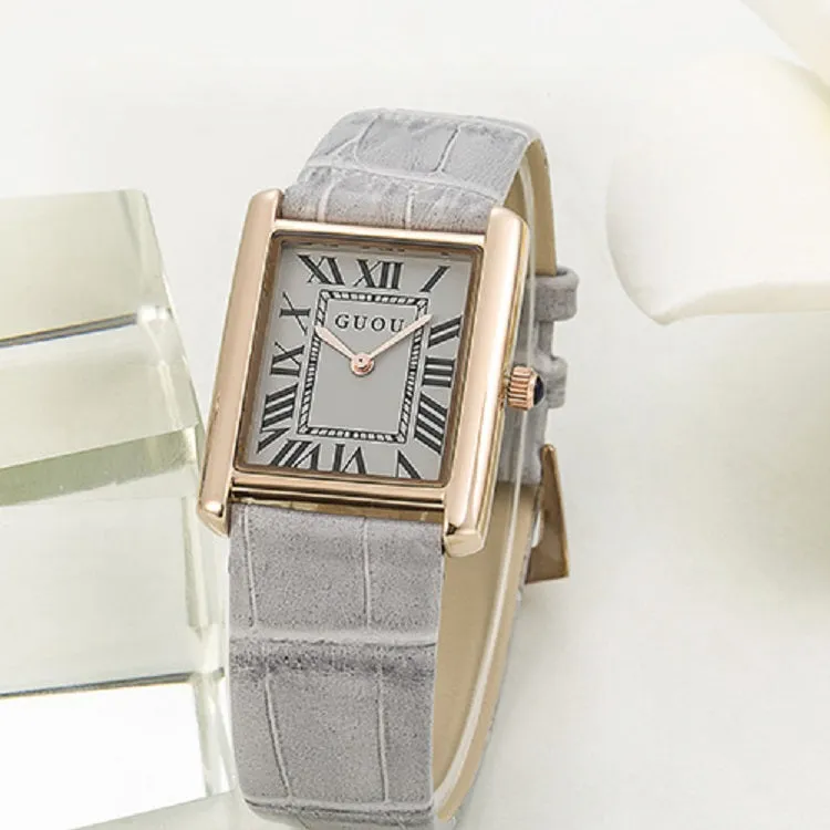 Women's Watch Retro Rectangular Quartz dial leather strap elegant watch