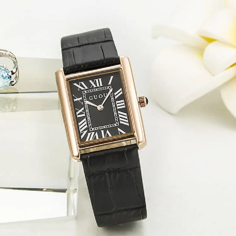 Women's Watch Retro Rectangular Quartz dial leather strap elegant watch