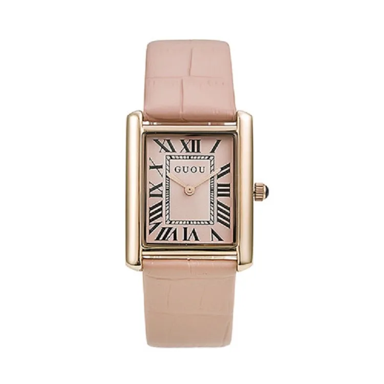 Women's Watch Retro Rectangular Quartz dial leather strap elegant watch