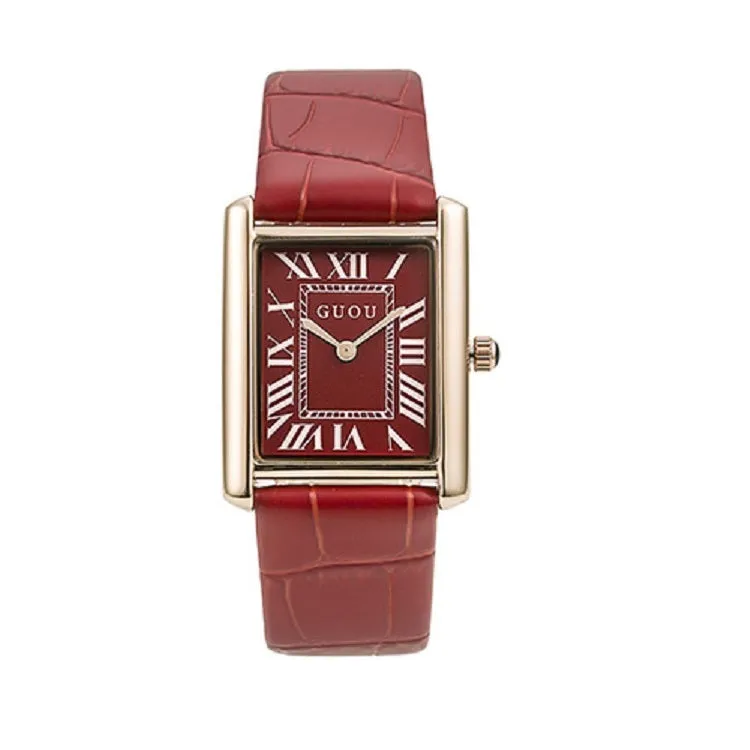 Women's Watch Retro Rectangular Quartz dial leather strap elegant watch