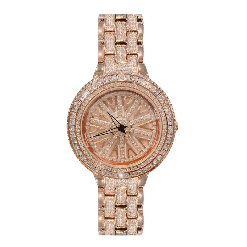 Women's Watch Rotatable Dial Full of Diamond stainless steel strap elegant watch